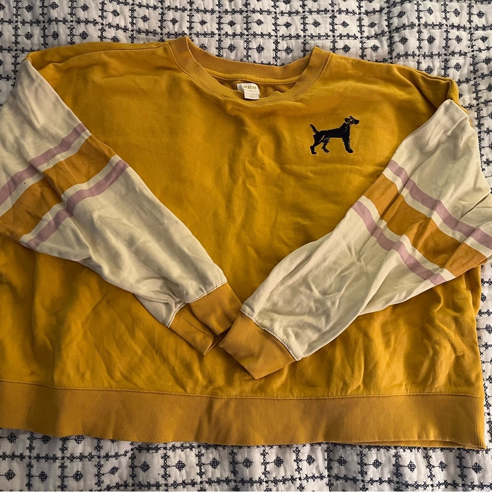 Anthropologie Mustard Yellow Dog Graphic Sweatshirt